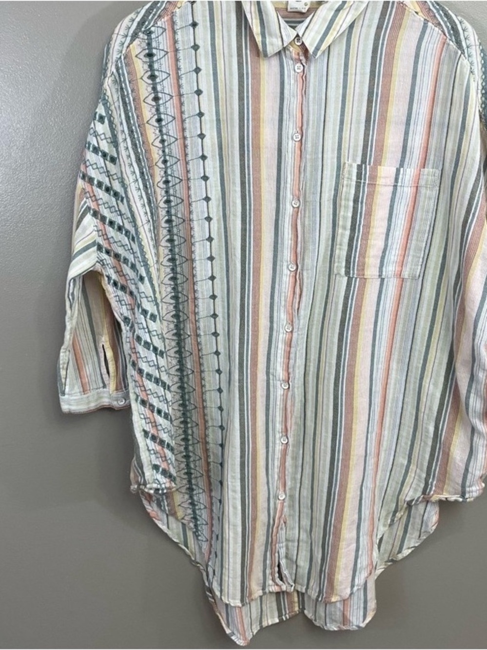 Striped Lightweight Button-Up Shirt in Multicolor
